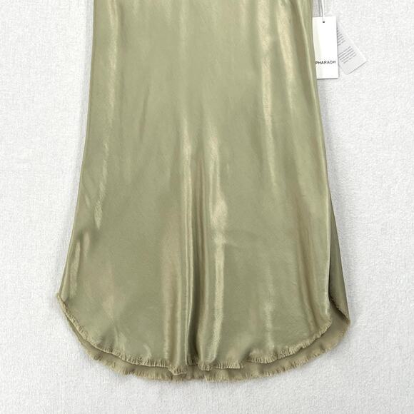 PHARAOH Tabitha Dress Womens 2 Medium Sage Green Vintage Satin Scoop Neck Slip - Picture 9 of 16